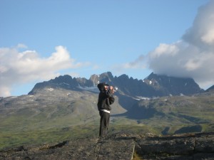 Nick serenading the mountains