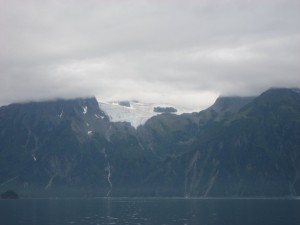 One of many glaciers in view of the Valdez Harbor