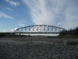 This bridge crosses the Nenana River adjacent to the Tatlanika Trading Company RV Park