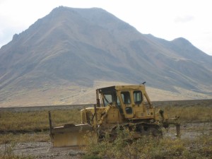 Construction equipment by the Denali National Park temporary visitor center